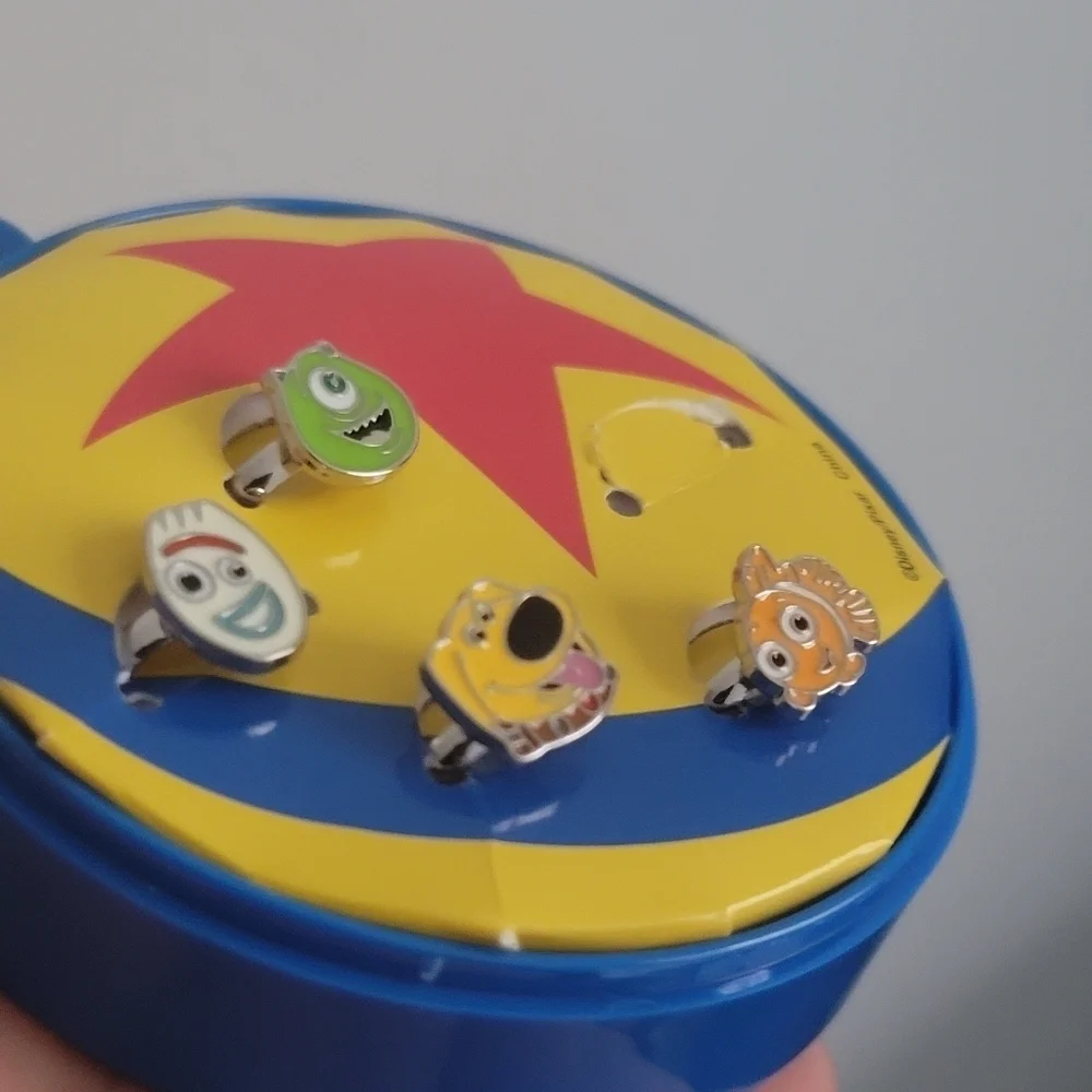 Disney Parks Kids 4 Adjustable Rings Mike Wizowski Forky Doug Nemo